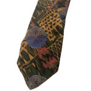 Mario Valentino vintage artsy geometric colorful men's tie EUC silk